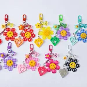 [하프클럽/]알록달록 보석 테디베어 스마일 키링 가방 백팩 열쇠