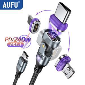 AUFU 240W 자기 충전 케이블 PD3.1 USB C 5A Macbook PC 용 고속 iPhone 자석 유형 Samsung Xiaom