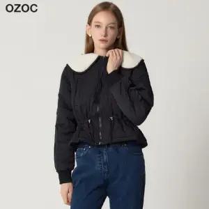 양털 와이드 카라 물결 숏 패딩