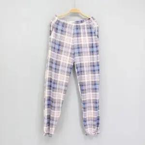 여성 피치기모 체크 시보리바지 [JB99360] 실내복바지 체크파자마바지