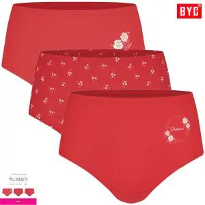 BYC강렬한 레드톤나염 맥시여삼각팬티3매입 WCP5434