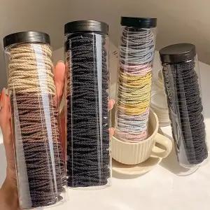 꽈배기 컬러 머리끈 100개세트 어린이 여성 헤어밴드 예쁜머리끈