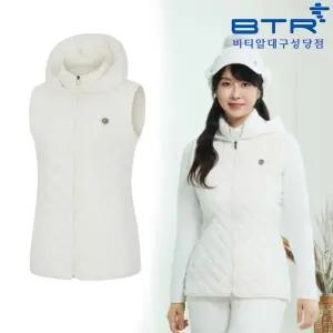 비티알 여성 겨울 보온성 우수한 경량웰론 후드일체형 패딩조끼 BWV7547W 푸린