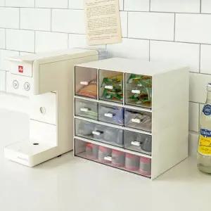 투명 서랍장 모듈형 투명 직사각형 미니 서랍장 화이트 3칸 서랍 플라스틱 데스크 화장대 다용도 수납장