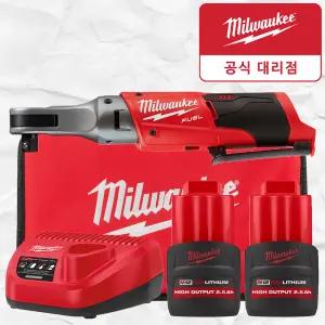 밀워키 M12 FIR38-252B 12V 충전 임팩트 라쳇 렌치 전동 무선 임팩 드라이버 배터리 2개 세트