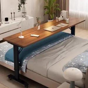 이동식 리프팅 노트북 책상 테이블 사이드 침대 화이트 화이트 선반 원목 생태 보드 120x