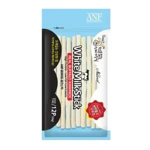 ANF 화이트 밀크스틱 천연물소 가죽껌 간식 12p