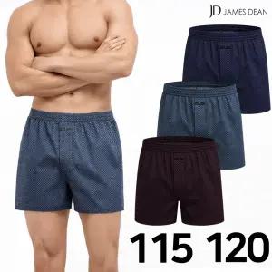 [제임스딘]제임스딘 남자트렁크팬티 115 120 아빠팬티 주자직 순면 80수 3종 세트