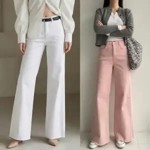 봄 코튼절개부츠컷 하우룩 밴딩 에코워싱 절개 와이드