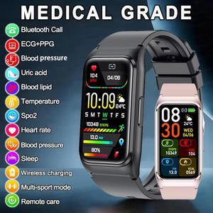 새로운 ECG+PPG 스마트워치 남성 혈압 요산 혈중 지방 통화 알림 건강 여성 방수 안드로이드 IOS용