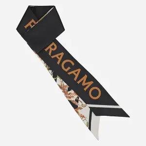 [페라가모]6S 321242 789920 가이아 프린트 실크 방도 스카프 아이보리 블랙