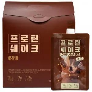 로우슈가랩 저당 단백질 쉐이크 파우치 초코맛 45g x 7팩 식사 회식 점심시간 집밥 간편요리 한식