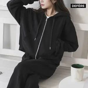 [드페르] 여성 크롭 루즈핏 풀집업 기모후드티(국내제작)