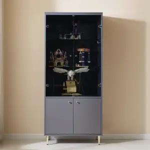 가구페스타 데일리 장식장 수납장식장 유리선반 그레이