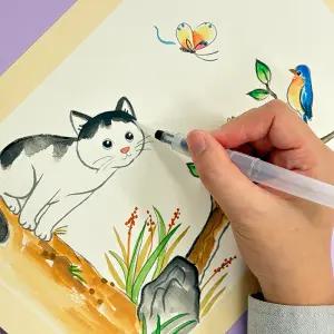 아이스크림몰 전통 수묵 담채화 키트 드로잉 물감 세트 초등 미술 교구