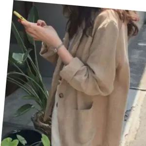 여자 린넨 자켓 점퍼 여성 마이 카라 자켓 베이지