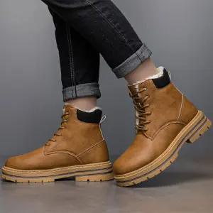 남성 레더 방한 워커 기모안감 투톤솔 겨울용 2컬러