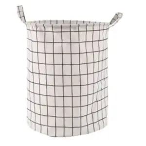 격자무늬 바스켓 흰색 빨래바구니 천 세탁물 잡동사니 세탁바구니