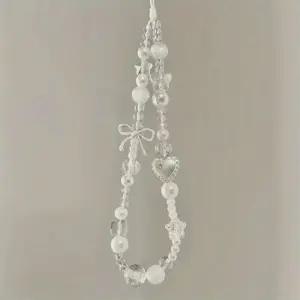 비즈폰스트랩 스마트폰 휴대폰 핸드폰 줄 키링 어 귀여운 예쁜 감성 화이트 스타 진주 비즈 전화 체인 아이