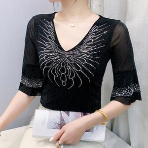 상의 사교 댄스복 여성 라인댄스복 방송댄스 반짝이 플라워 무대 스포츠댄스복 공연의상