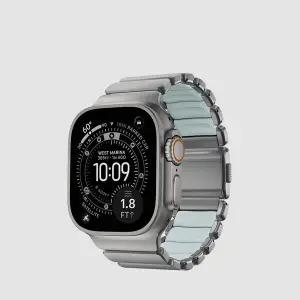 [노마드]애플워치 스트라토스 티타늄+스포츠 스트랩 - 실버 X 아이시블루 글로우 / 44 45 46 49mm