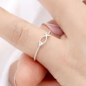 92.5 실버 라인 물고기 링 애끼 은 반지