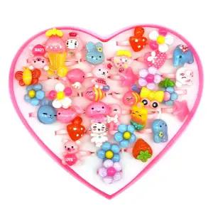 아동 반지 36종 세트 플라스틱 유아용 장난감 어린이 반지 액세서리 어린이집 장신구 케이스 생일 놀이