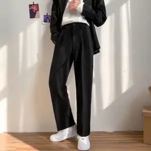 남자 세미 와이드 팬츠 데일리 스트레이트 정장 남자 슬랙스 팬츠 블랙