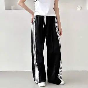 여자 IA34PB24 옆라인 레이스 포인트 편안한 허리 밴딩 트랙 와이드 팬츠