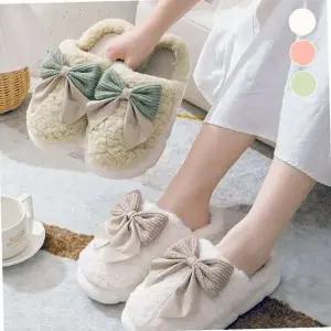 뽀글이 양털 리본 방한 털실내화 ELB-003