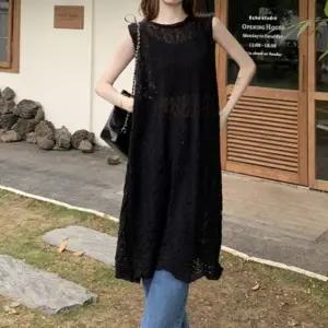 니트 롱조끼 시스루 포인트룩 여름 레이어드 니트 조끼