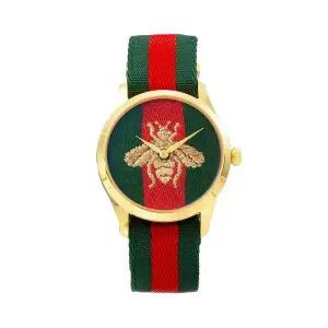 [구찌] YA126487 G타임리스 남녀공용 나토밴드 쿼츠 38mm YA126487B