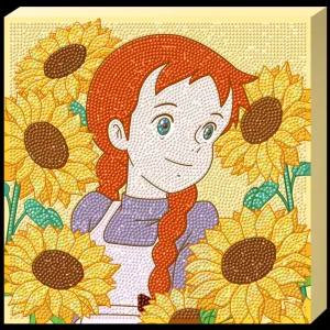 DIY 보석십자수 빨강머리앤 해바라기와 함께 25X25앤 앤십자수 빨간앤퍼즐 비즈 공예세트 벽걸이 액자 큐브