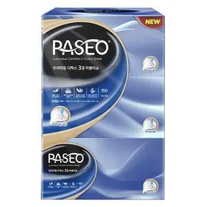파세오 프리미엄 디럭스 천연펄프 미용티슈 3겹 150매 3개