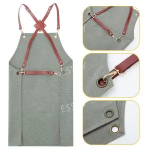 양면 앞치마 공방 멜빵형 바리스타 작업용 카페 X자 가죽끈