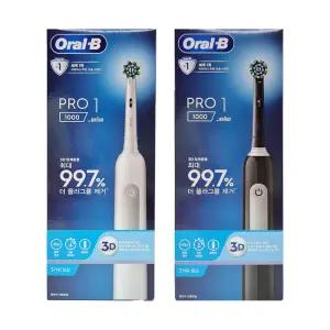 오랄비-프로1/전동칫솔/가정용/초미세모/크로스액션/랜덤발송/PRO1000/3가지세정모드/치석예방/구취제거/플라그제거