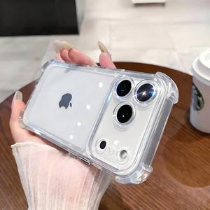 럭셔리 투명 충격 방지 소프트 폰 케이스 아이폰 17 에어 커버 클리어 프로 16 13 11 카메라 15 보호 맥스 14 12