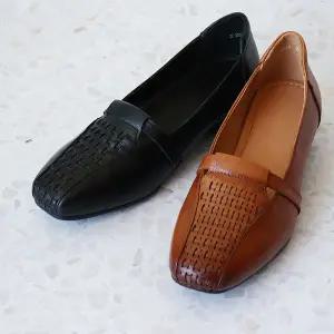 [원더슈즈](천안아산점)천연소가죽 라탄 컴포트 쿠션 미끄럼방지 펌프스 로퍼&단화 4CM P-S2028