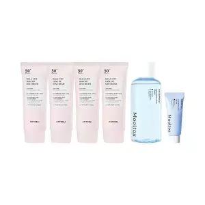 아트델리 멜라컷 톤업 선크림 50ml x4 + 메디필 물톡스 토너 300ml + 20g 세트