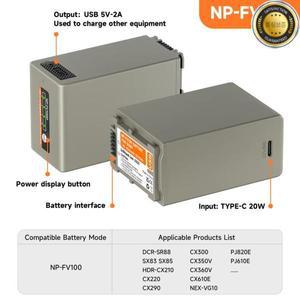 NP FV100 배터리 소니 SX83E FDR-AX100E 용 USB 충전식