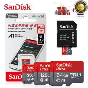 Sandisk Ultra A1 마이크로 SD 카드 128GB 64GB 메모리 STF 플래시 3264128GB 전화 + 리더기