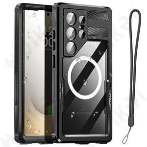 IP68 쉘박스 방수 케이스 삼성 갤럭시 S26 S25 울트라 플러스 커버 수영용 폰 럭셔리 메탈 알루미늄