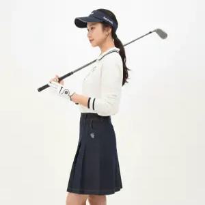 YH-47 데님 롱 5부 주름 긴 기장 랩 스커트 큐롯 반 바지 여성 골프 웨어