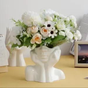 손모양 얼굴 화병 Large 도자기 세라믹 꽃병 여인 석고상 인테리어 오브제 오제토