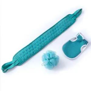 각질 케어 욕실템 샤워볼+때밀이장갑+등밀이타월 목욕 3종세트 블루