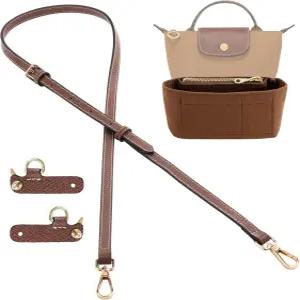 정품 가죽 크로스바디 스트랩 변환 키트가 포함된 ASEKTZ 미니백 정리함 롱샴 - 이너 라이너 인서트 + 키트