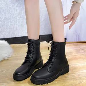 여성 군화 부츠 첼시부츠 레이스업 워커 편한 옆 밴딩 로우워커 세무워커