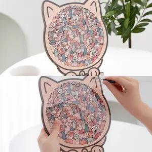 고양이 원목 퍼즐 조각 맞추기 키트 게임 취미 집중력 인테리어 소품 굿즈 보드게임