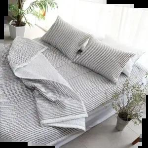 극세사이불 더크린 아리엘 시어서커 누빔이불베개세트 Q그레이