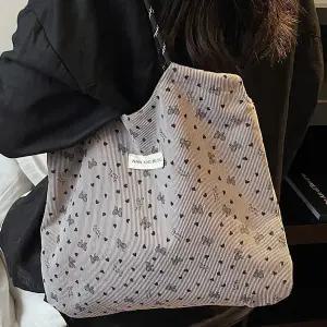 [셀러에이드]베이직 하트리본 에코백 코듀로이 숄더백